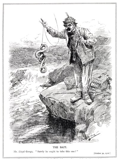 Lloyd George tries to win over the medical profession to approval of his National Insurance Act, 1912 by Leonard Raven Hill